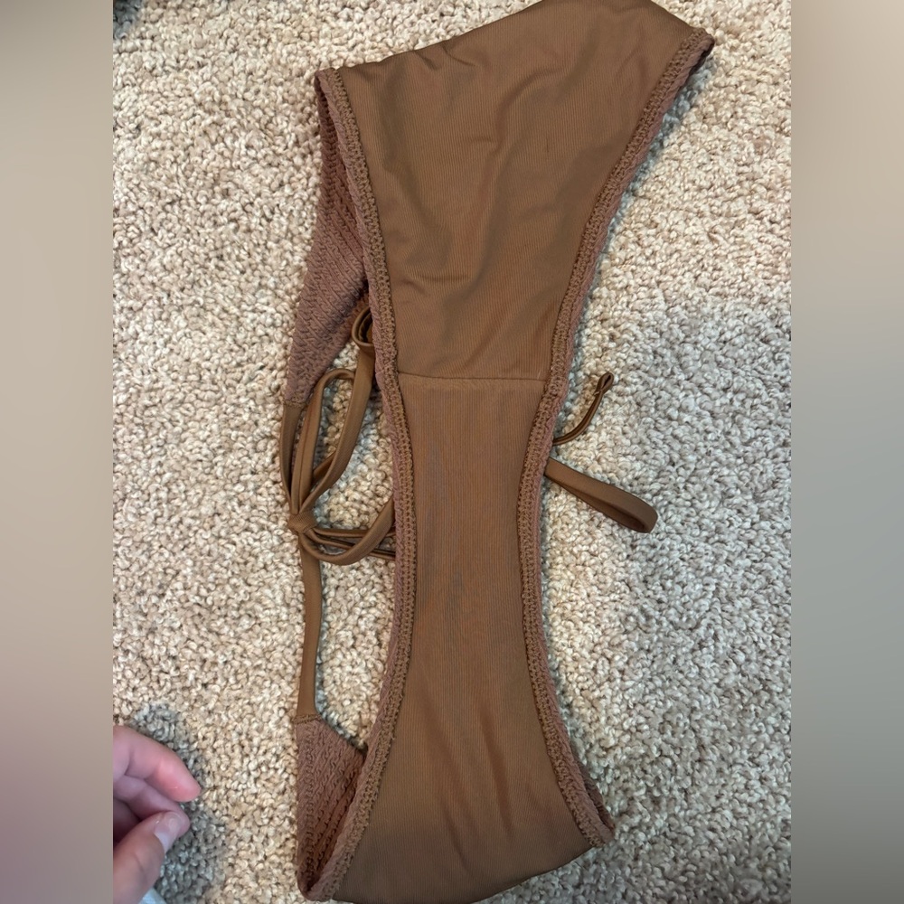 Aerie Brown Ribbed Tie-Side Bikini Set Size medium - Picture 4 of 7